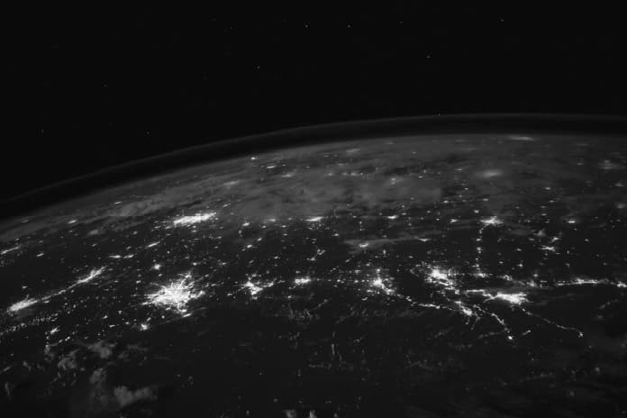 a view of the earth from space at night